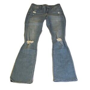Arizona Jean Co Mid-Rise Bootcut Distressed Blue Denim Juniors Jeans Size 7
